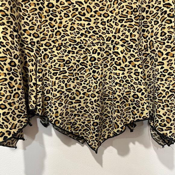 AGB Byer California Leopard Asymmetrical Skirt Size L Y2K Boho Handkerchief - Picture 7 of 9